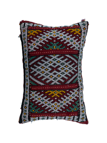 Ain Leuh Vintage Pillow - Burgundy Broken Symbol