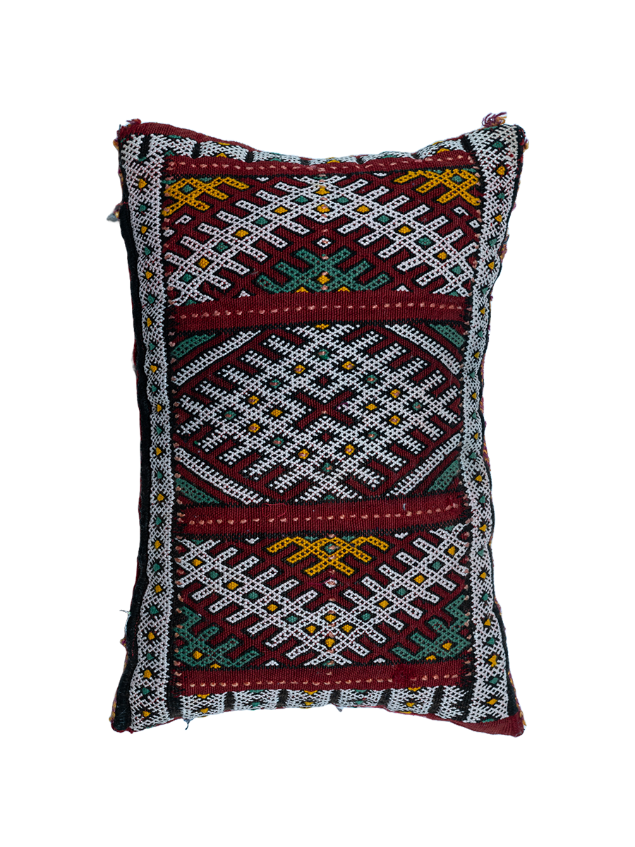 Ain Leuh Vintage Pillow - Burgundy Broken Symbol