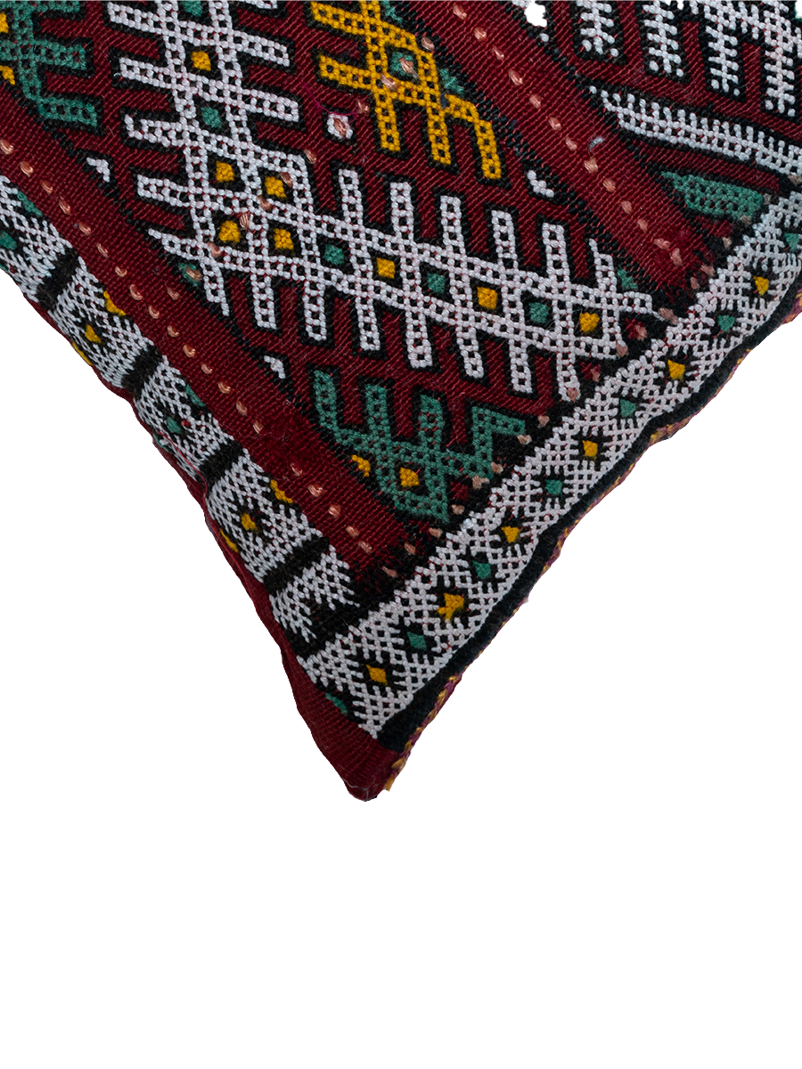 Ain Leuh Vintage Pillow - Burgundy Broken Symbol