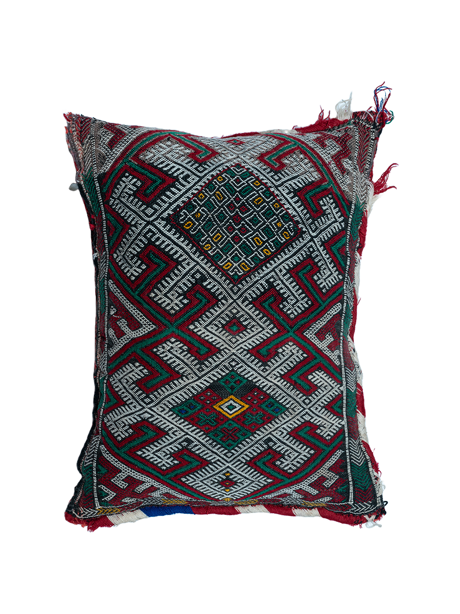 Ain Leuh Vintage Pillow - Forest and Garnet