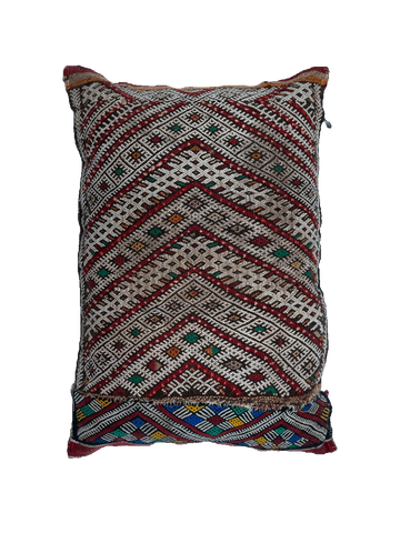 Ain Leuh Vintage Pillow - Maroon Dual Symbol