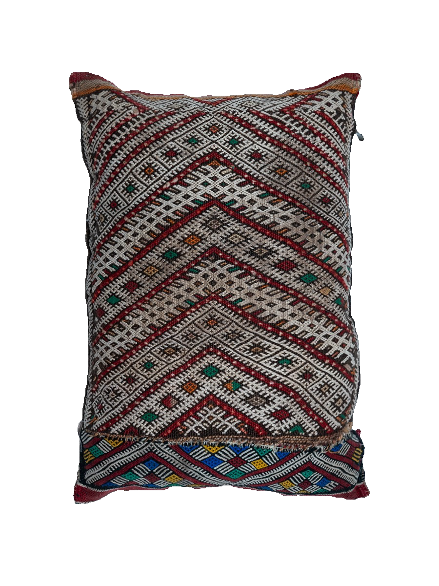 Ain Leuh Vintage Pillow - Maroon Dual Symbol
