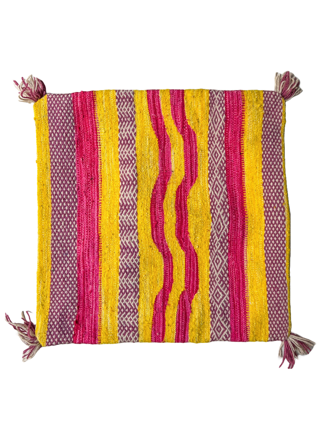 Anzal's Flatweave Pillow - Pink, Purple, Yellow