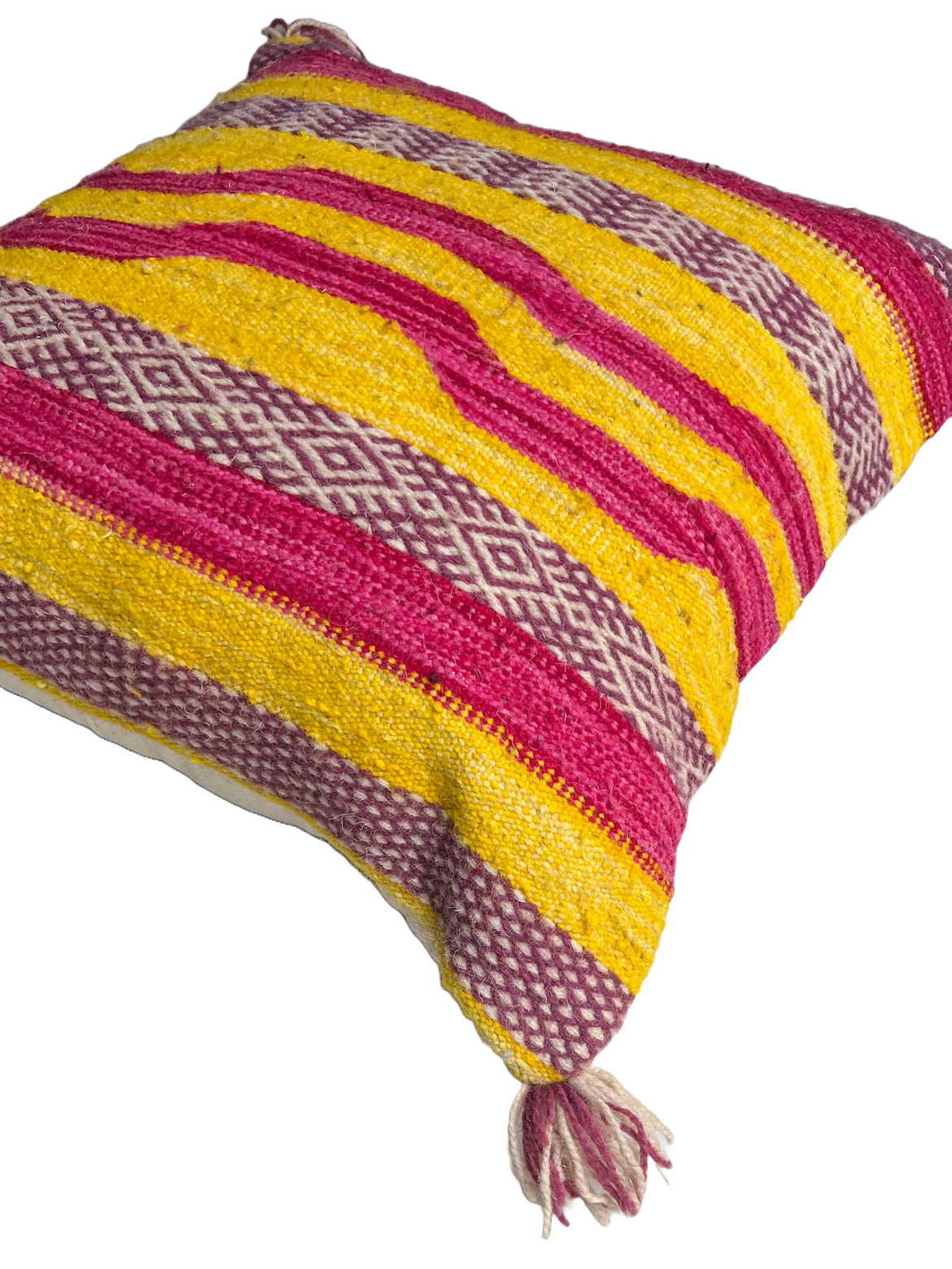 Anzal's Flatweave Pillow - Pink, Purple, Yellow