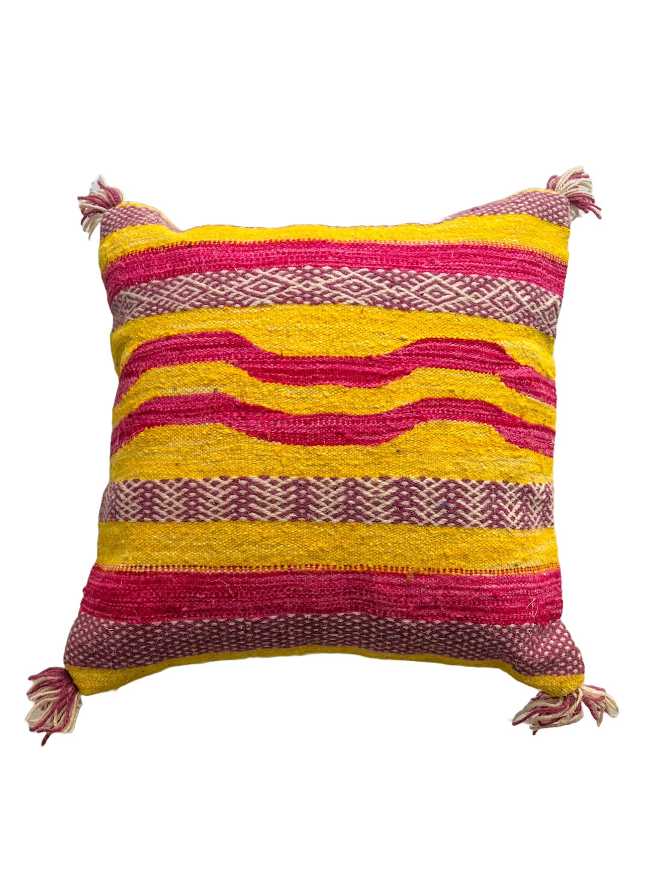 Anzal's Flatweave Pillow - Pink, Purple, Yellow